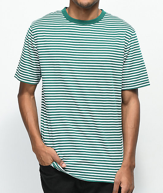 Zine Ranked Green & White Striped T-Shirt | Zumiez