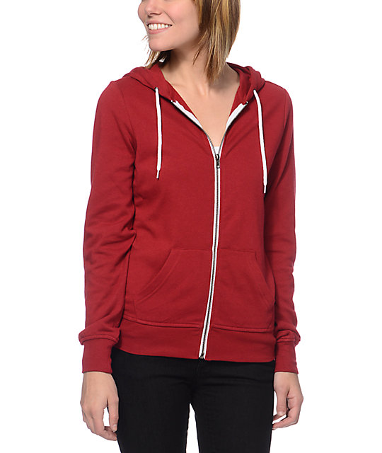 girls red zip up hoodie