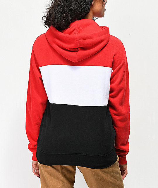 red and white hoodie
