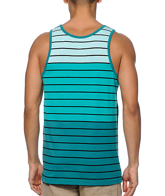 Zine Shrub Gradient Teal Stripe Tank Top | Zumiez