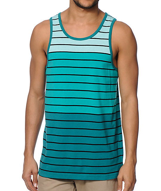 Zine Shrub Gradient Teal Stripe Tank Top | Zumiez