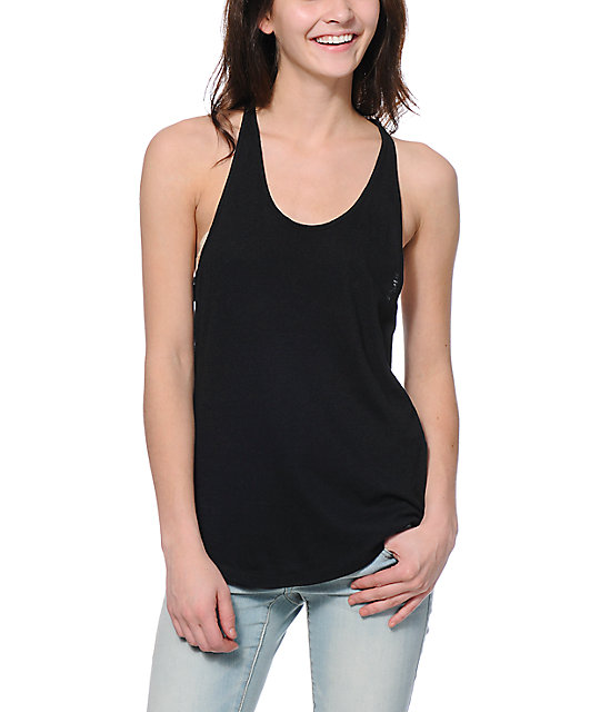 Zine Solid Black Tank Top