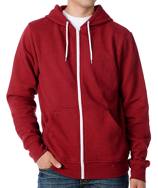 red zip up hoodie