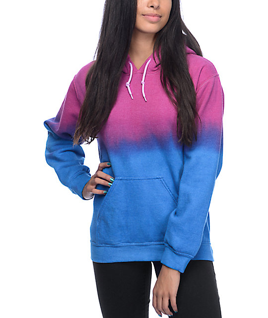 Zine Tera Blue & Red Dip Dye Hoodie | Zumiez