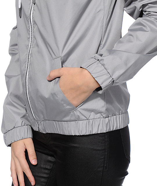 Zine Zion Grey & Black Athletic Stripe Windbreaker Jacket | Zumiez