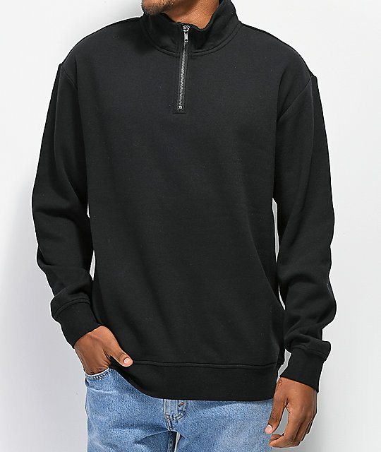 Zine Zippy Half Zip Black Sweatshirt | Zumiez