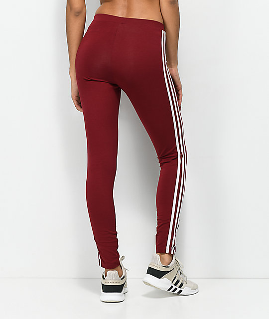 adidas 3 stripes maroon womens jogger pants