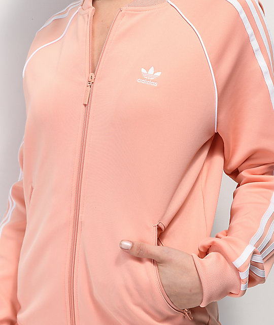adidas 3 stripe pink track jacket