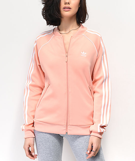 pink adidas jacket with black stripes