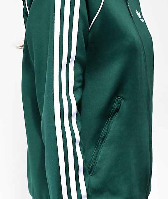 adidas 3 stripe green tracksuit jacket