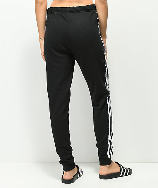 adidas 3 stripe black track pants