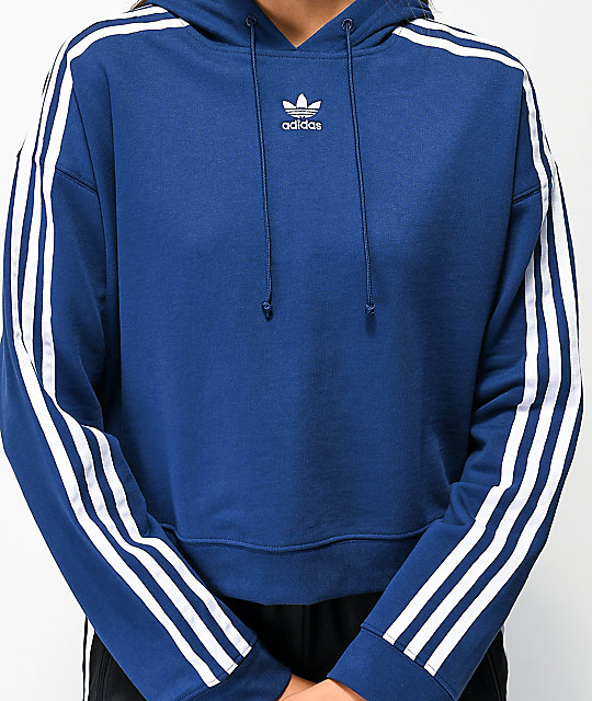 grey adidas hoodie with blue stripes