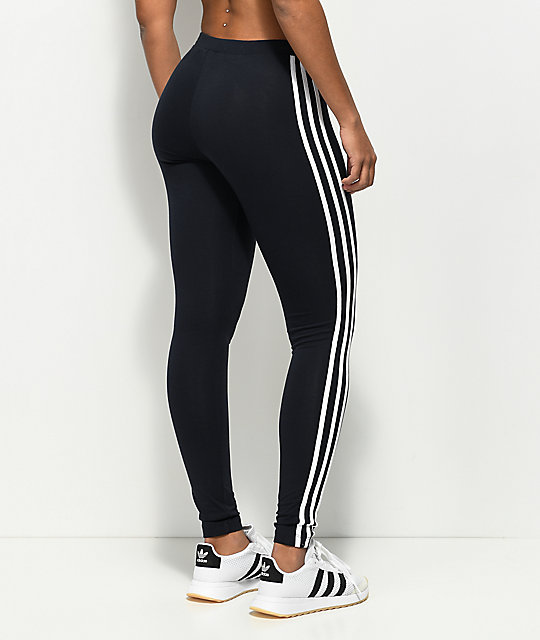 navy adidas 3 stripe leggings