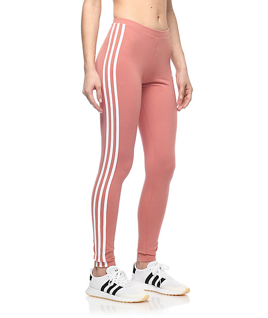 adidas 3 stripe leggings pink