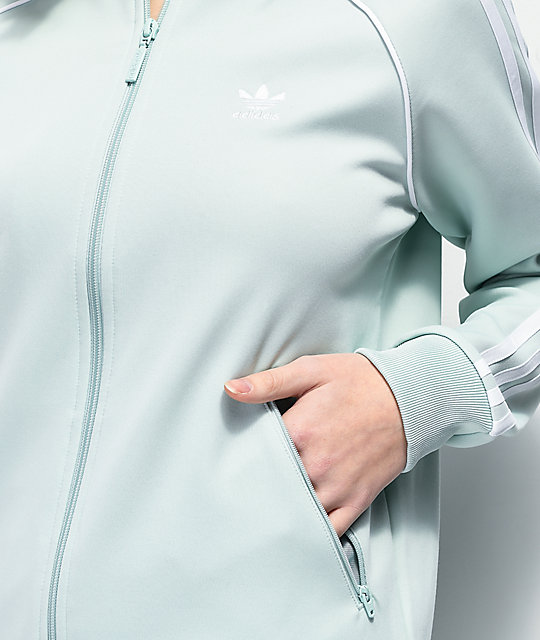 adidas 3 stripe green tracksuit jacket