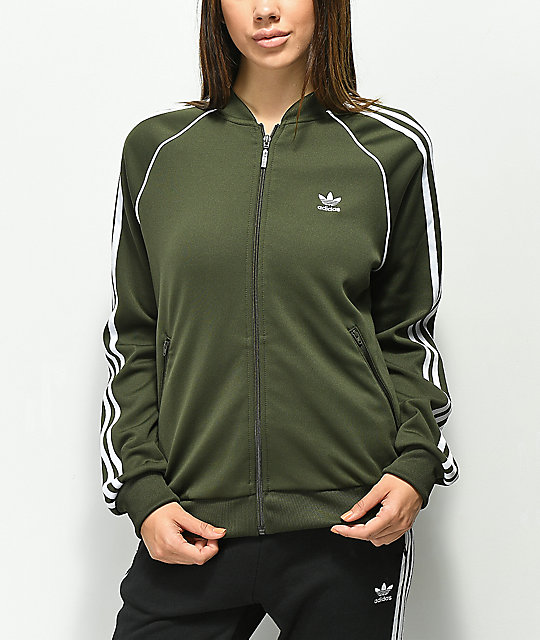 olive green adidas zip up