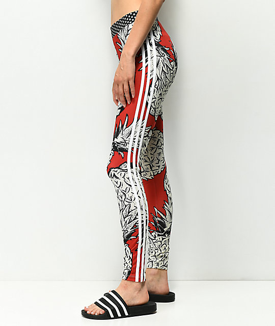 adidas originals x farm three stripe leggings in pineapple print