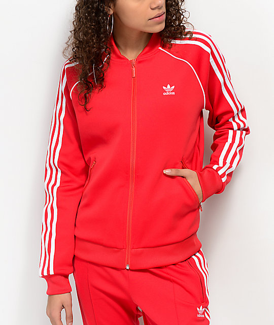 red and white adidas track jacket