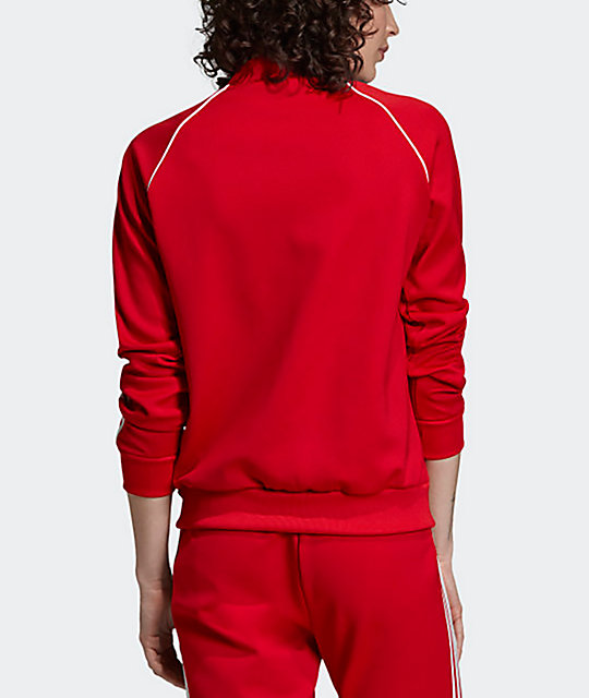 adidas track jacket women's red