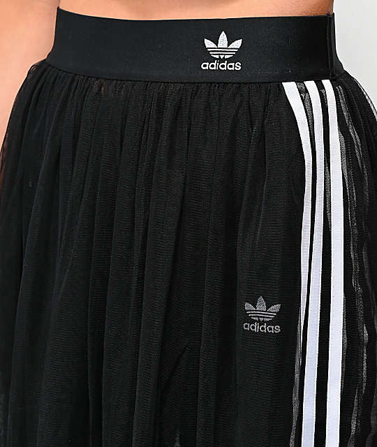 adidas 3 Stripe Tulle Black Skirt | Zumiez