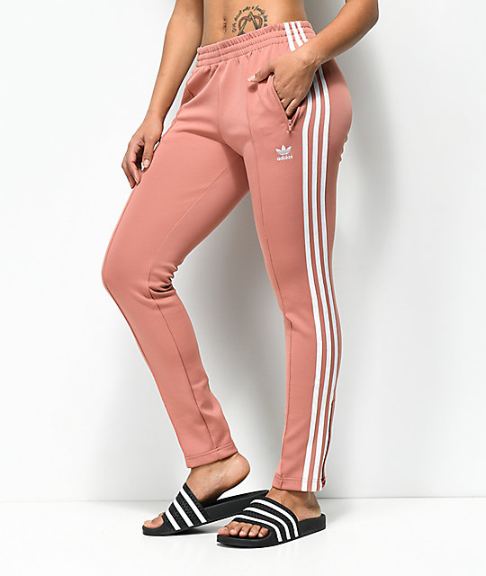 adidas 3 Stripe pantalones de chándal rosa | Zumiez