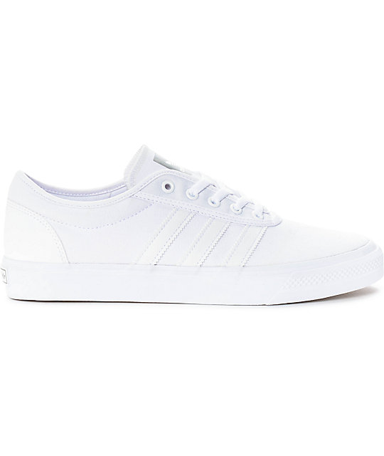 white adidas canvas trainers