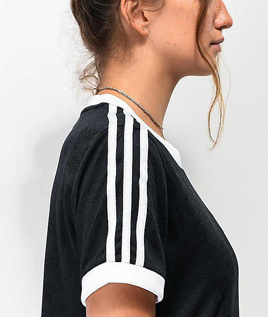 adidas Allover camiseta negra y blanca de 3 rayas adidas Allover camiseta negra y blanca de 3 rayas