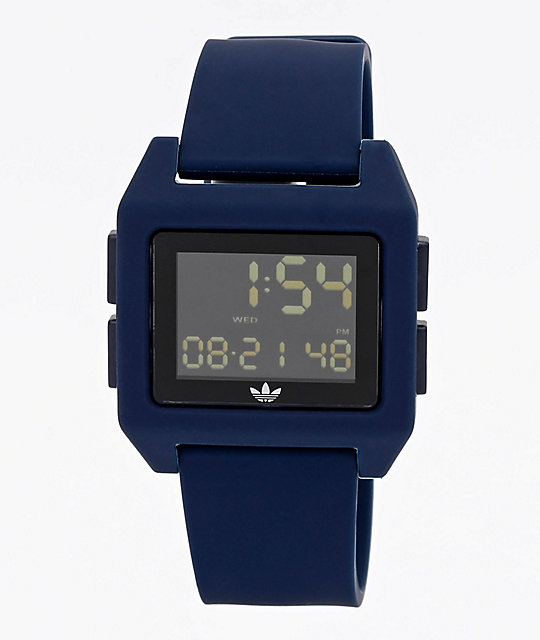navy blue digital watch
