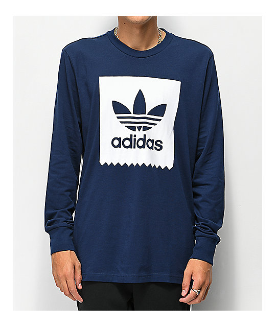 Adidas Blackbird Navy White Long Sleeve T Shirt Zumiez