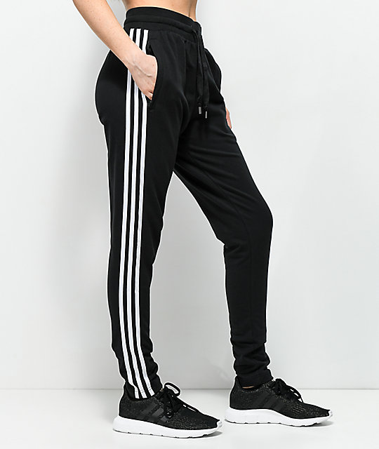 adidas Bold Age 3 Stripe Black Sweatpants | Zumiez