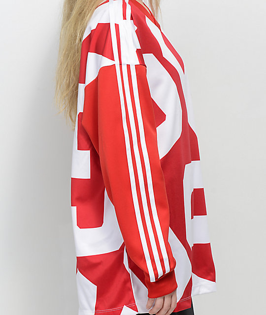 chandal adidas rojo y blanco