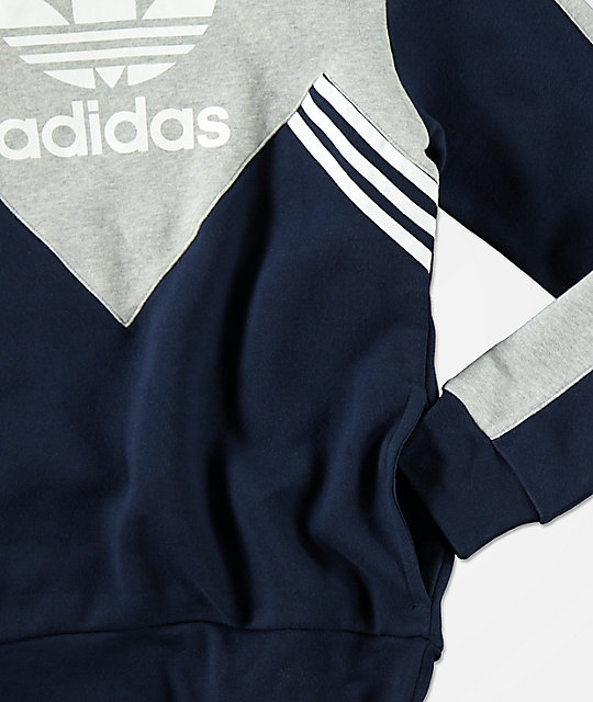 grey adidas hoodie with blue stripes