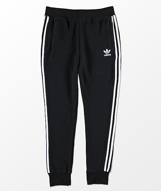 adidas sweatpants black with white stripes