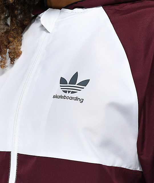 burgundy and white adidas shirt