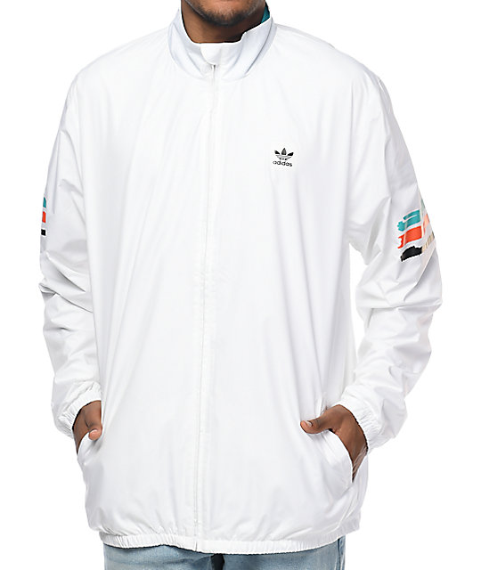 adidas Courtside Spec White Coaches Jacket | Zumiez