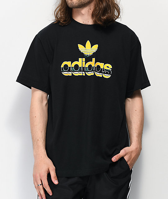 yellow and black adidas t shirt