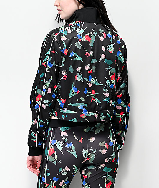 adidas floral jacket black