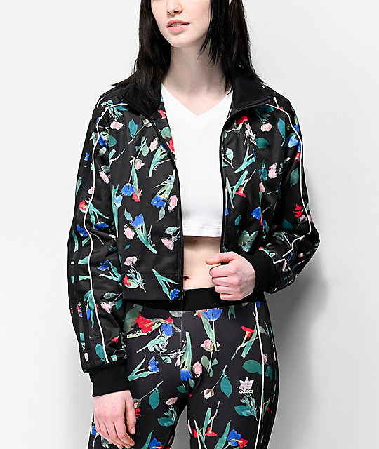 adidas black floral jacket