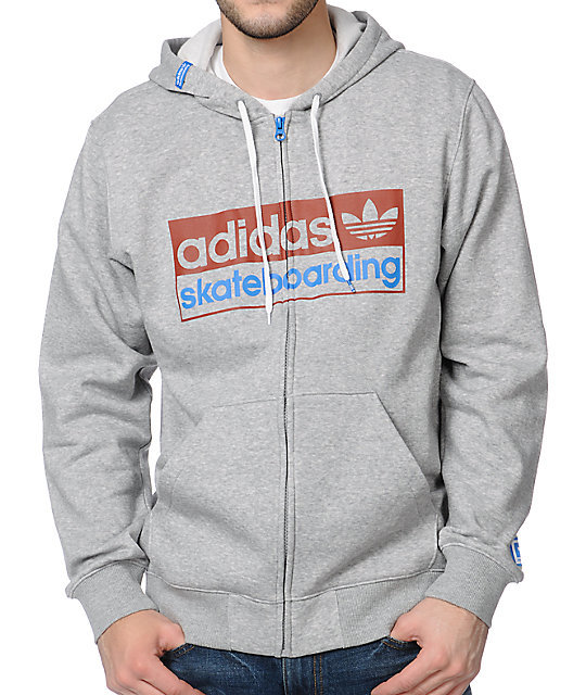 adidas grey zip up hoodie