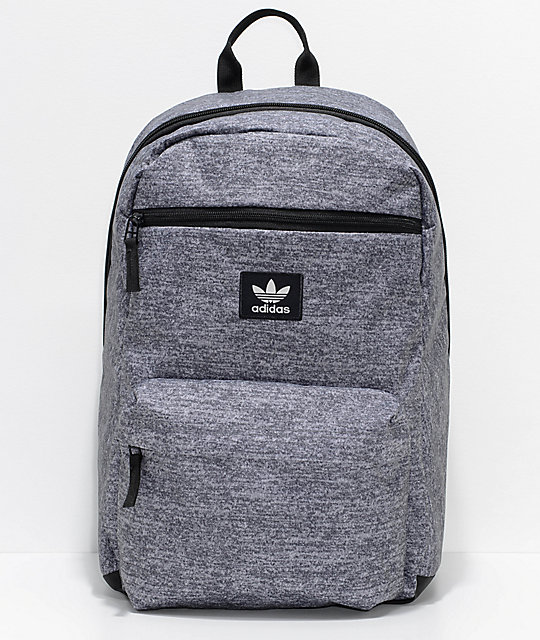 grey and black adidas backpack