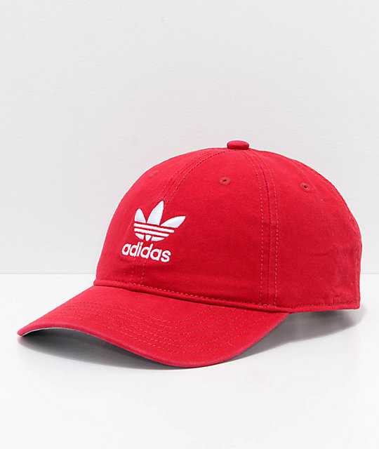 red strapback hat