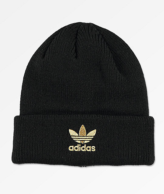 black and gold adidas beanie