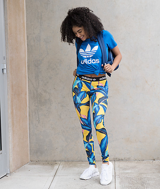 adidas leaf print leggings