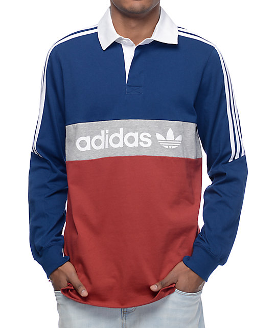 Adidas Rugby Nautical Navy Red Long Sleeve Knit Shirt Zumiez Adidas Rugby Nautical Navy Red Long Sleeve Knit Shirt