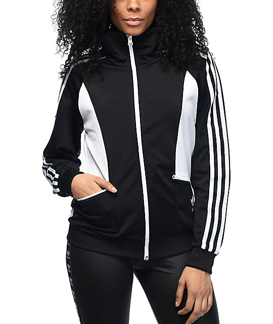 adidas black and white zip up jacket