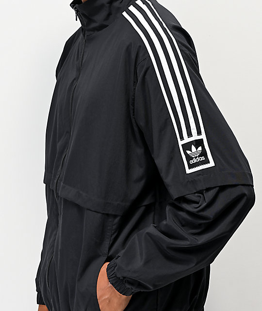 black and white adidas windbreaker jacket