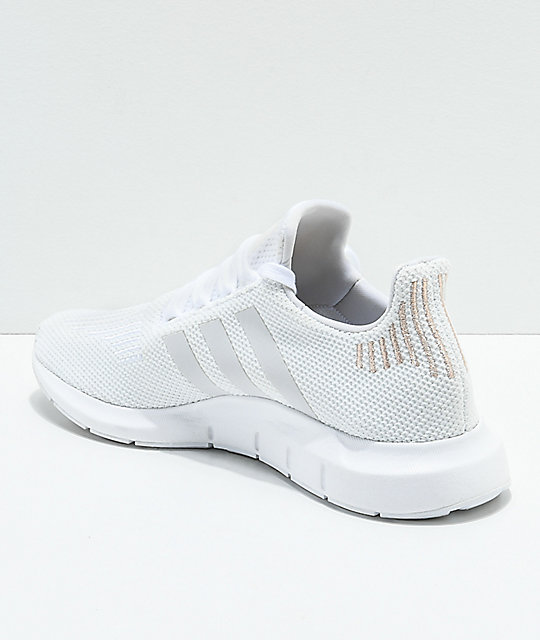 white and rose gold adidas shoes
