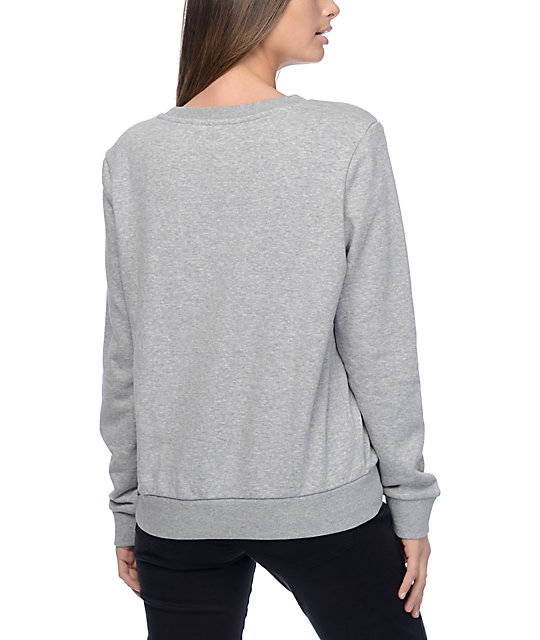 adidas Trefoil Heather Grey Crew Sweatshirt | Zumiez