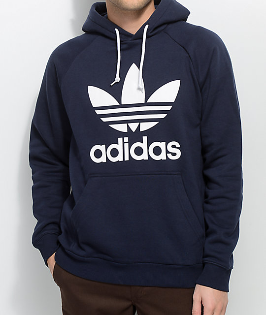 adidas navy trefoil hoodie