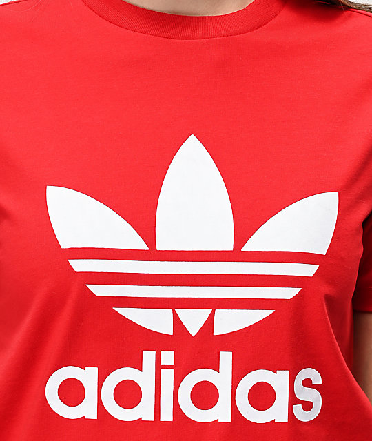 adidas trefoil red t shirt